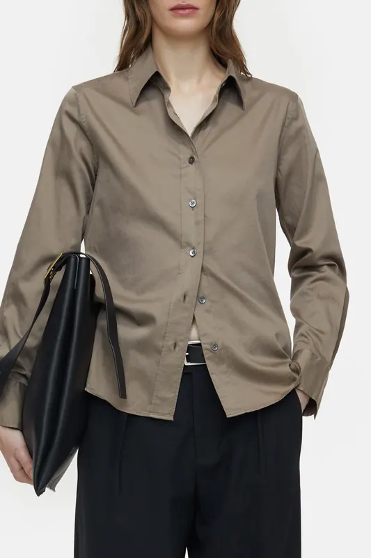 Closed Straight Fitted Shirt & Blouses Grind Maat: XS | Overhemden Outlet | Dames | Bruin