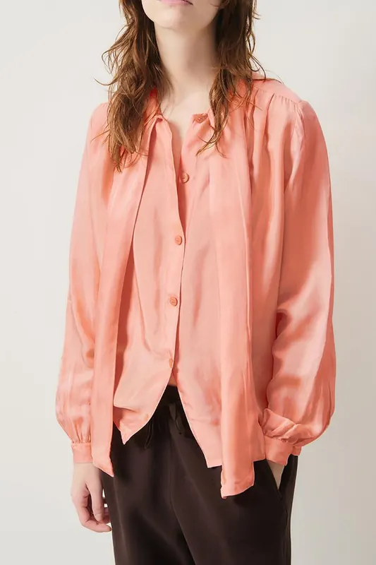 American Vintage Luabird Shirt Flamant Rose Maat: S | Longsleeves Outlet | Dames | Blauw