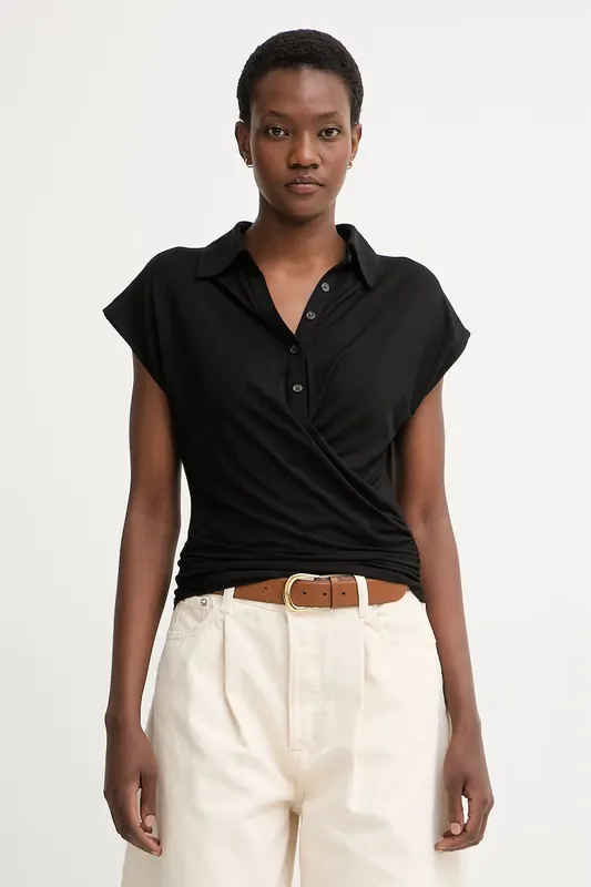 Sisley polo damskie z wiskozy