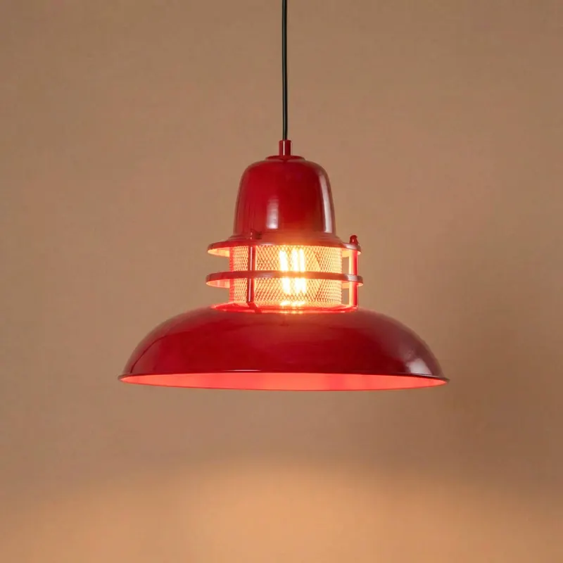 Lampa wisząca Lorenz, czerwona, Ø 34 cm, metal, E27