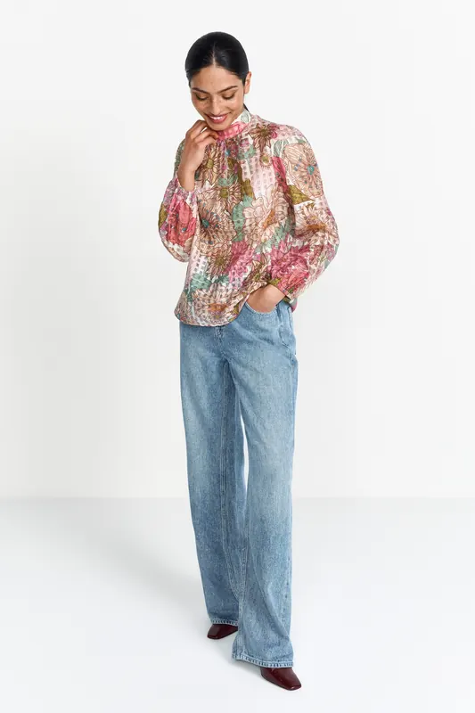 Rich & Royal Printed Blouse Spring Blush Maat: 38 | Longsleeves Outlet | Dames | Beige