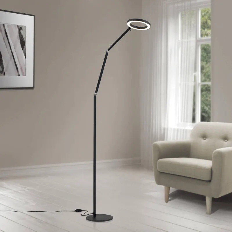 Lampa stojąca LED Ringo, czarna, metal, regulowana, ściemniana