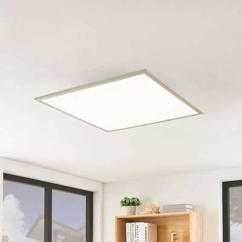 Panel LED Lindby Stenley, 4000 K, 60 cm x 60 cm, srebrny/biały