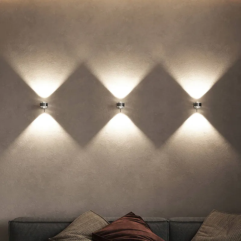 Puk Mini Wall+ LED, przezroczyste soczewki, chrom