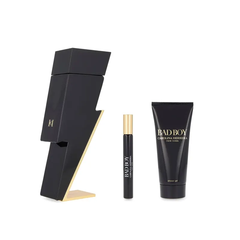 Zestaw Carolina Herrera: Bad Boy Eau De Toilette 100 ml + Bad Boy Eau De Toilette 10 ml + Bad Boy żel pod prysznic 100 ml