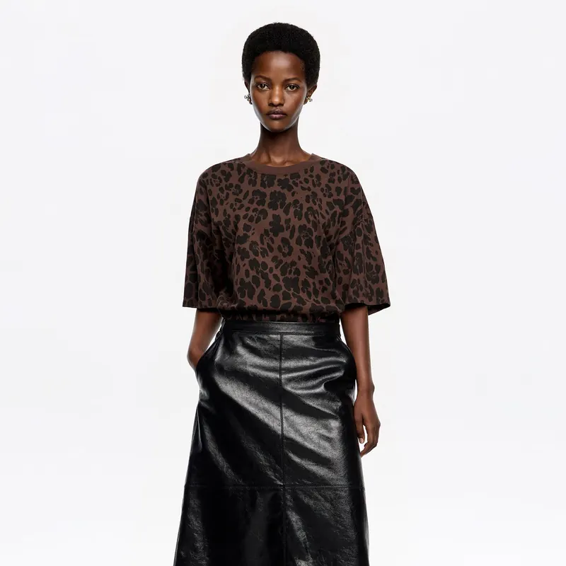 Koszulka oversize Leopard Big Dark ciemnobrązowa