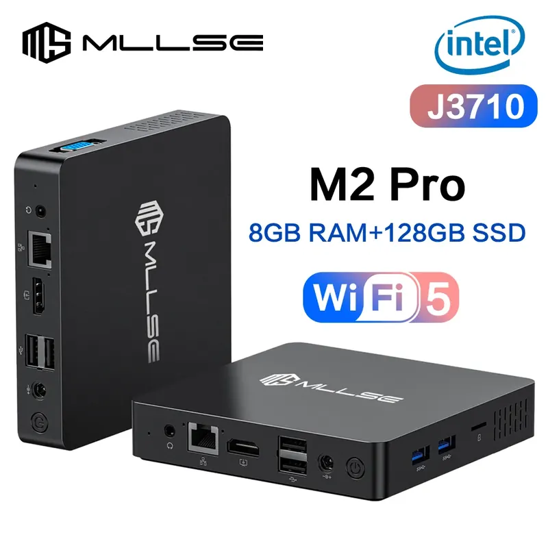 MLLSE Mini PC M2 Pro Intel Gemini Lake Intel J3710 8GB RAM 128GB ROM Dual-Band WiFi 5 Bluetooth 4.2 USB 3.0 Mini komputer
