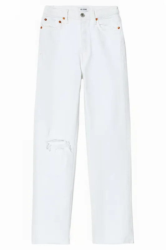 RE/DONE 70s Stove Pipe Worn White Maat: 25 | Straight Jeans Outlet | Dames | Wit
