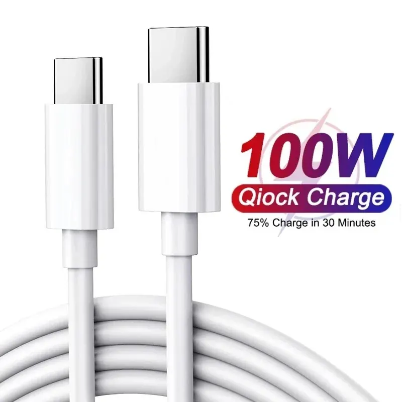 Kabel USB-C do USB-C 100W z szybkim ładowaniem PD do iPhone 15 Pro Max iPad Air 5 Macbook Huawei Mate 60 Samsung, kabel Type C do Type C