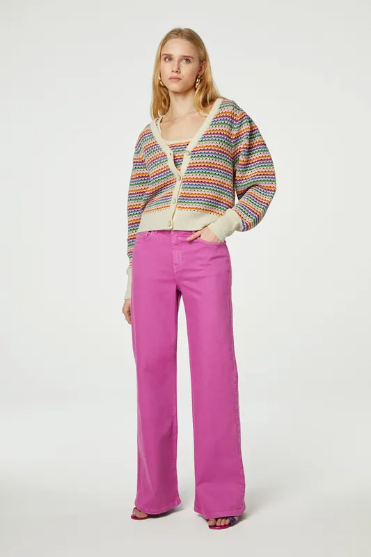 Fabienne Chapot Thea Wide Cassis Maat: W27L32 | Flared Jeans Outlet | Dames | Roze