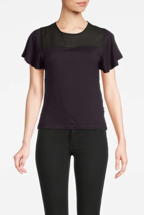 French Connection Panel Angel Sleeve Top Black Maat: S | Blouses Outlet | Dames | Blauw