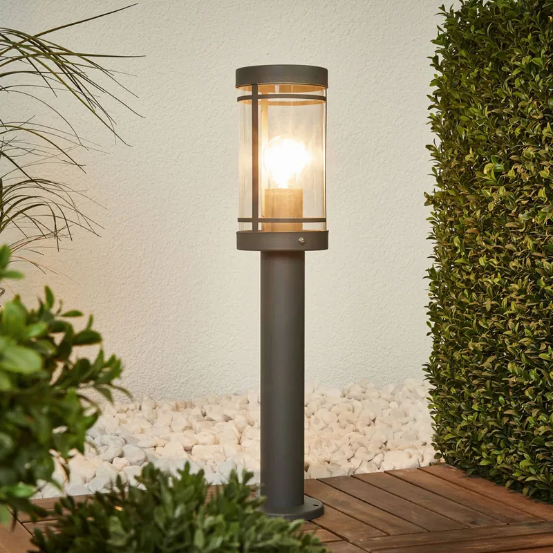 Lindby Lampa cokołowa Djori, 50 cm, antracyt, stal szlachetna, E27