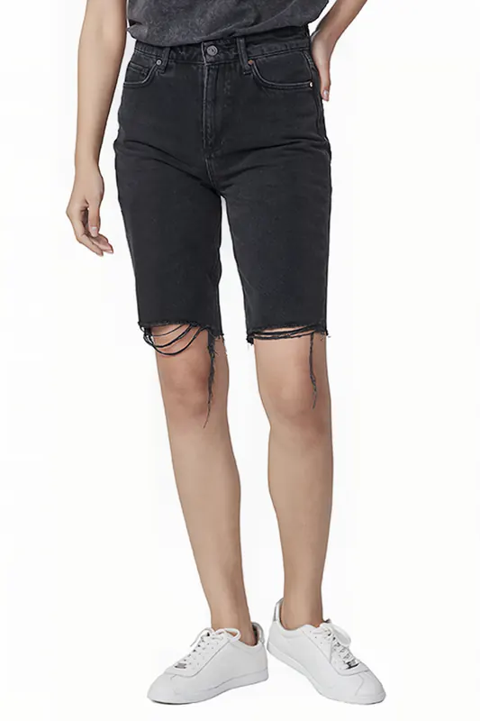 PAIGE Robbie High Rise Short Black Meadow W/ Stringy Hem Maat: W24 | Korte Broeken Outlet | Dames | Grijs