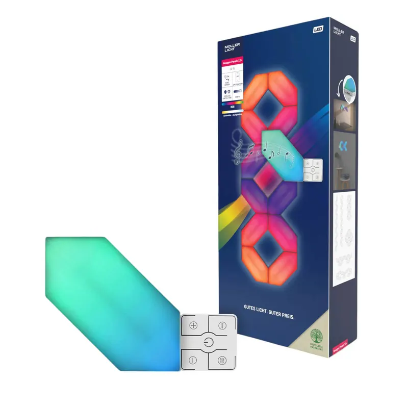 Kinkiet LED Magic Panel RGBW, sześciokątny, zestaw 12 sztuk