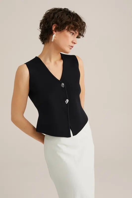 We Fashion Gilet Black Maat: 3XL | Tops Outlet | Dames | Zwart