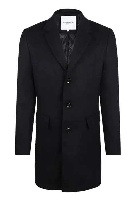 McGregor Solid Wool Over Coat Navy Maat: M | Single-Breasted Mantels Outlet | Heren | Zwart
