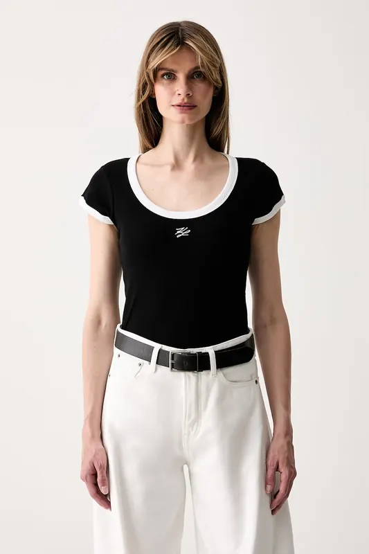 Karl Lagerfeld T-shirt damski bawełniany z elastanem