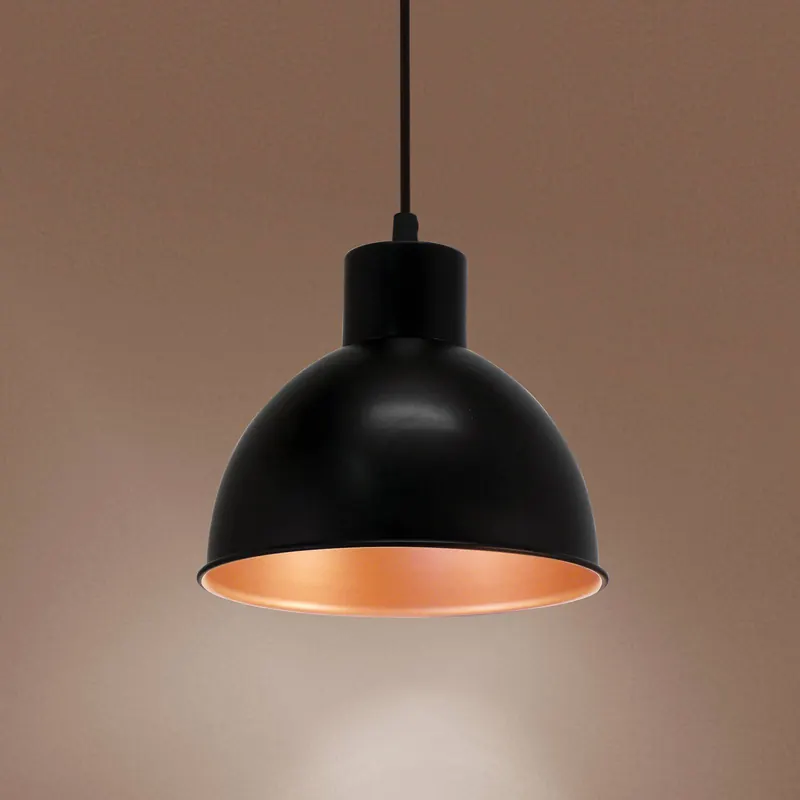 Czarna lampa wisząca ANDRIN - miedziane wnętrze