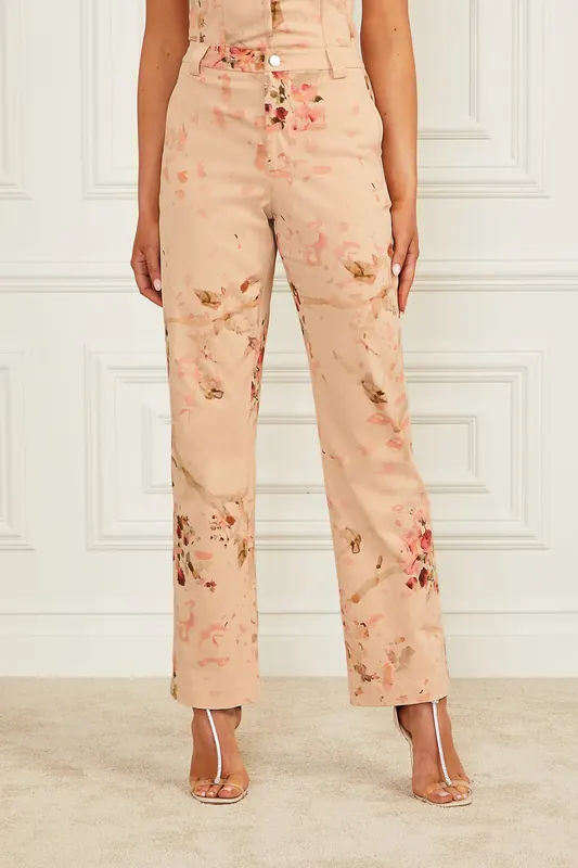 GUESS Marciano By Glam De Fleur Printe Glam Fleur Pink Maat: 40 | Straight Broeken Outlet | Dames | Roze