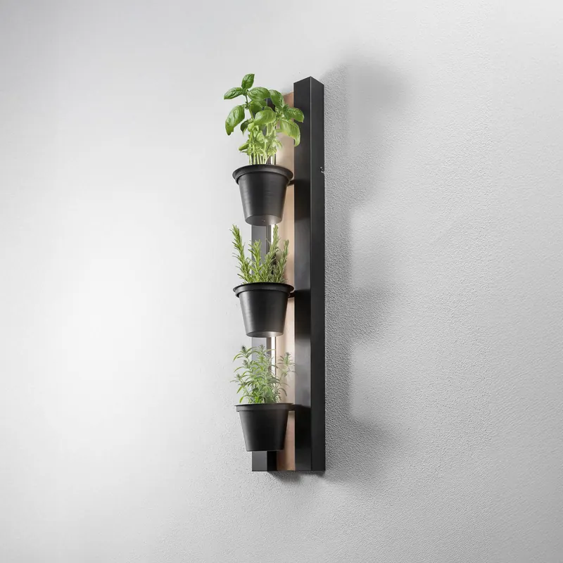 Kinkiet Shelf, stalowy w kolorze czarnym/drewnianym, wysokość 90 cm