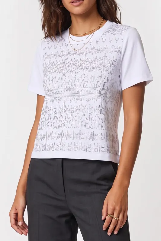 GUESS Anna Ss Round Neck T True White A000 Maat: M | Tops Outlet | Dames | Wit