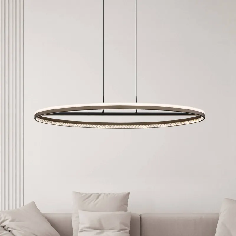 Lampa wisząca Della LED, długość 101 cm, ciemnoszary, metal