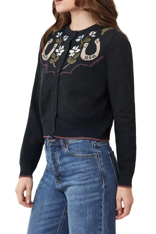 Scotch & Soda Crew Neck Cardigan Charcoal Grey Heather Maat: M | Cardigans Outlet | Dames | Grijs