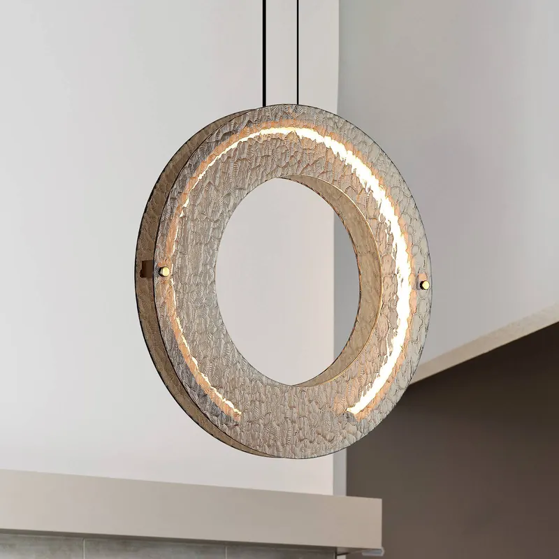 Żyrandol LED Tamara, kolor bursztynowy, Ø 40 cm, szkło/metal