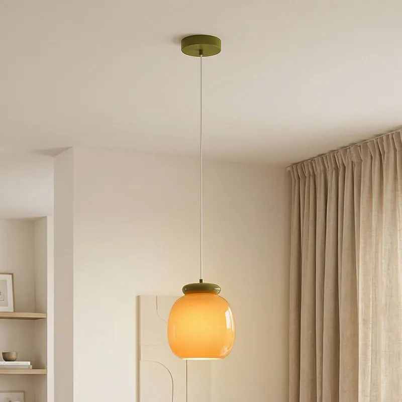 Żyrandol Berardelli, pomarańczowo-zielony, Ø 23 cm, szkło, E27