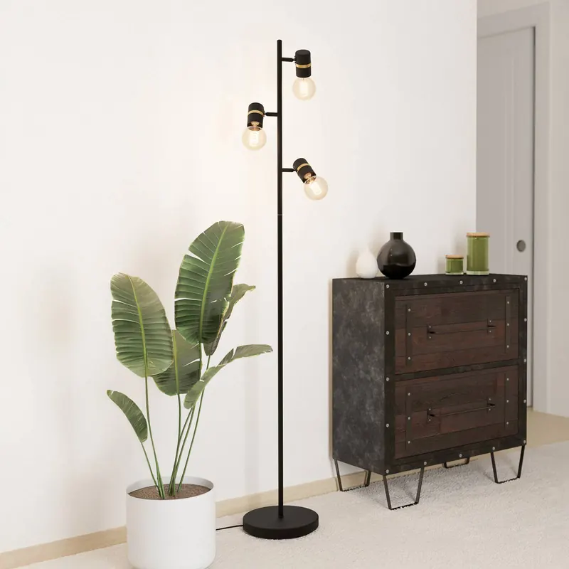 Lampa stojąca Lurone, czarna, 3-punktowa