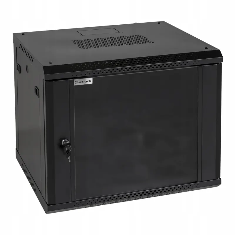 Szafa Wisząca Rack 19" 9U 450mm Netrack F-Line Czarna Drzwi Szklane