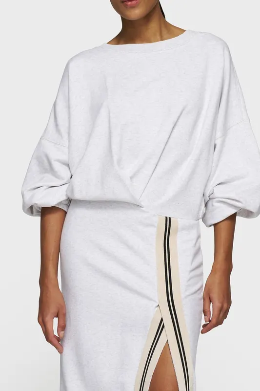 10DAYS Long Wrap Dress Gathering White Grey Melee Maat: S | Maxi Jurken Outlet | Dames | Grijs