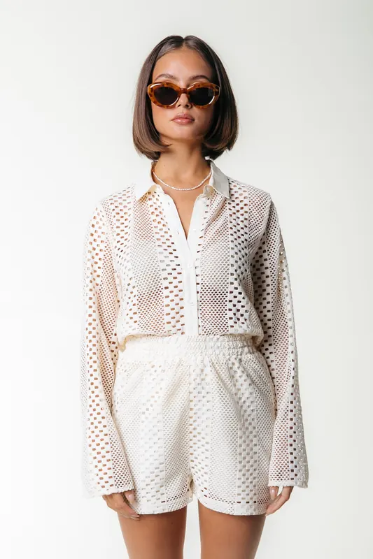 Colourful Rebel Nolita Crochet Short Off White Maat: L | Blouses Outlet | Dames | Wit
