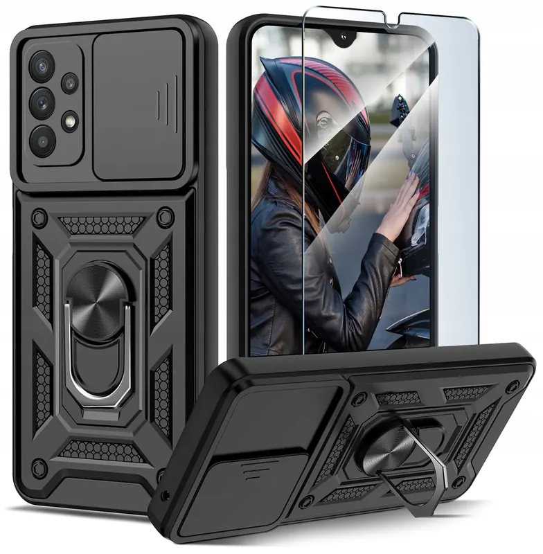 Etui do Samsung A32 5G Pancerne Slide Ring Case Anti Shock Plecki Szkło