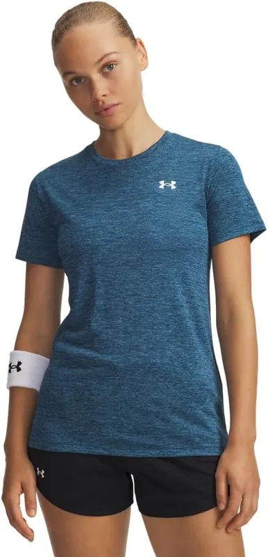 UNDER ARMOUR Damska koszulka treningowa Tech SSC- Twist niebieska (L)