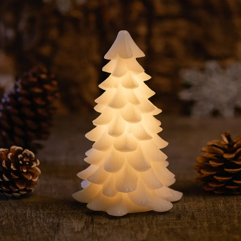 Oświetlenie dekoracyjne LED Carla, białe drzewko woskowe 16cm