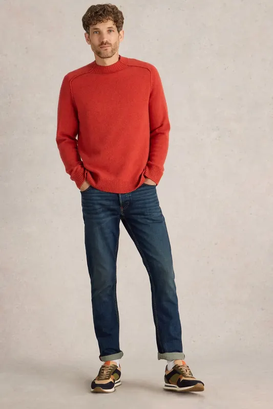 White Stuff Lambswool Mock Neck Jumper Mid Red Maat: 3XL | Sweaters Outlet | Heren | Rood