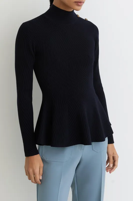 Reiss Peplum Knit Navy Maat: M | Sweaters Outlet | Dames | Blauw