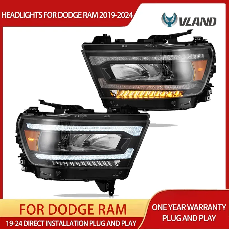 Reflektory LED Vland z chromowanymi miseczkami odblaskowymi do Ram 1500 5. generacji (DT) roczniki 2019-2024