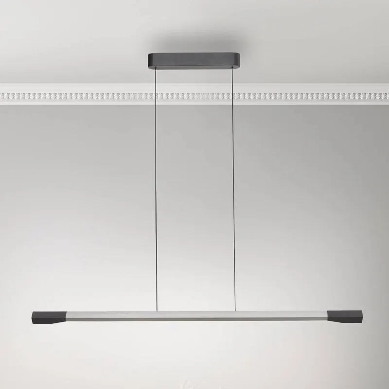 Paul Neuhaus Lampa wisząca LED Hoop, kolor aluminium, 128 cm, ściemniana