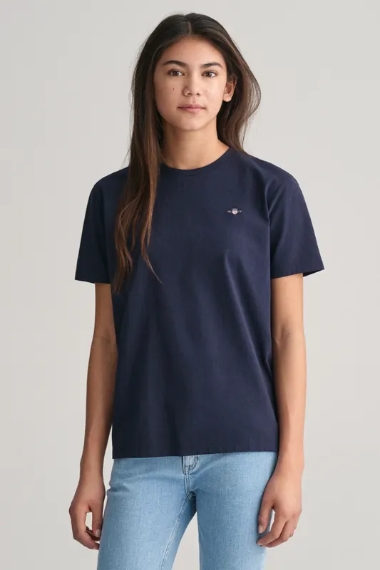 GANT Teen Unisex Shield Ss T-shirt Evening Blue Maat: 170 | T-Shirts Outlet | kids | Blauw