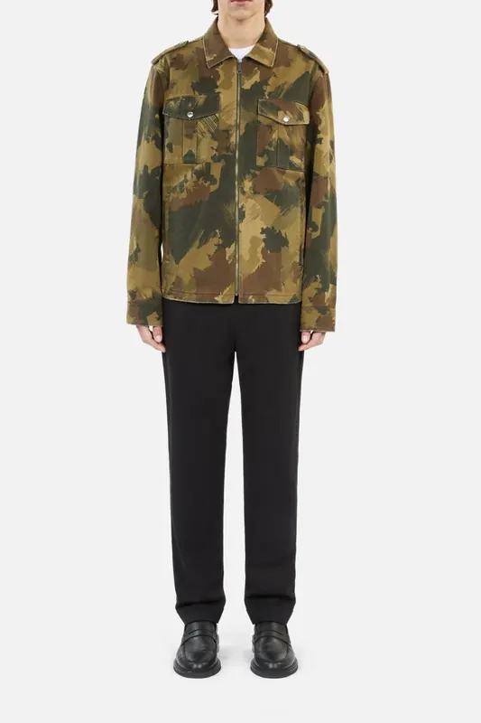 The Kooples Military Jacket With Patch Pockets And Zipper Camouflage_01 Maat: S | Legerjassen Outlet | Heren | Bruin