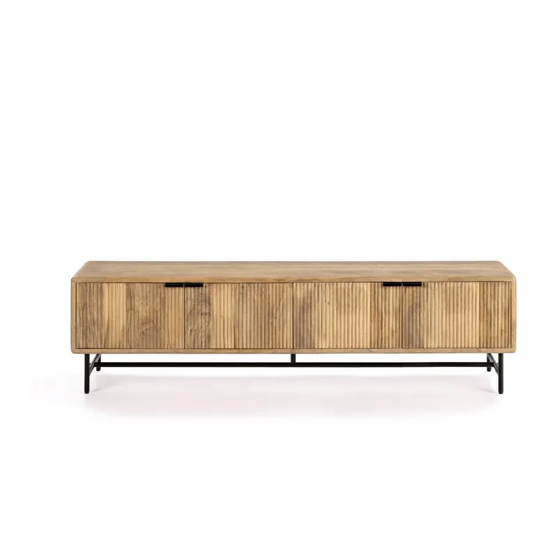 Szafka pod TV z litego drewna mango w naturalnym kolorze 190x50x40 cm Mundra – MOME
