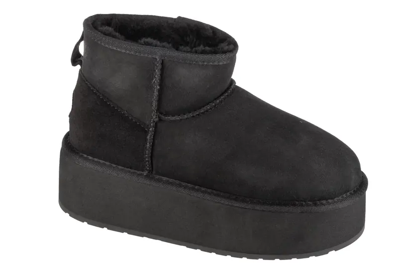 EMU Australia Stinger Micro Flatform W13082-BLAK, Damskie, Czarne, buty zimowe, skóra zamszowa, rozmiar: 40