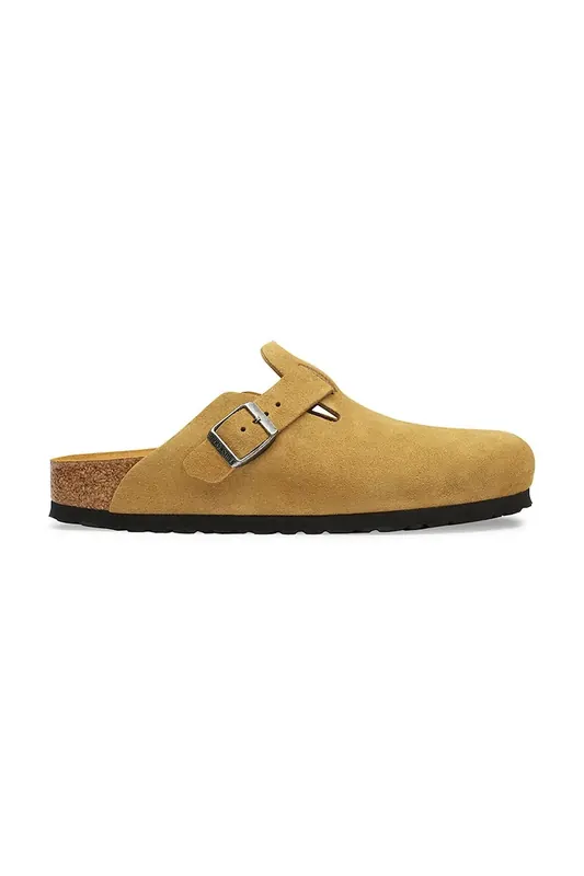 Birkenstock klapki z zakrytymi palcami zamszowe Boston Soft Footbed Suede Leather