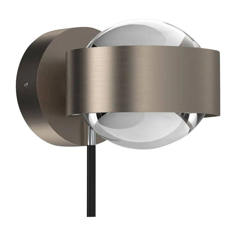 Puk Mini Wall+ LED, przezroczyste soczewki, matowy nikiel