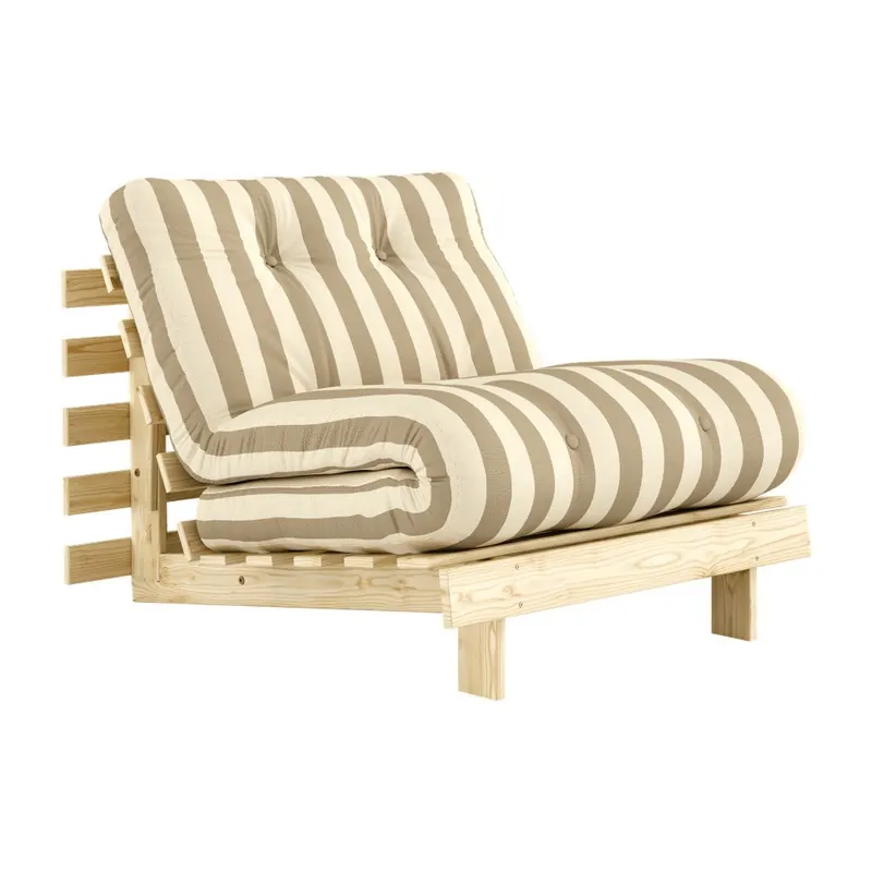 Beżowy/kremowy fotel futon/drewniany Roots – Karup