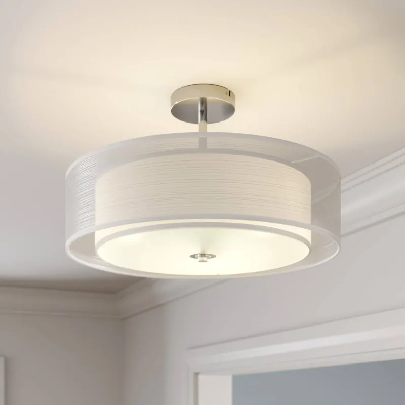 Lampa sufitowa Lindby Pikka, biała, tekstylna, Ø 50 cm, E27