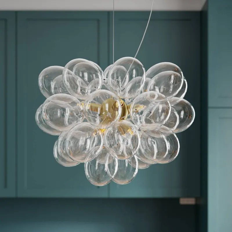 Lampa wisząca By Rydéns Gross, mosiądz/przezroczysty, Ø 50 cm, szkło