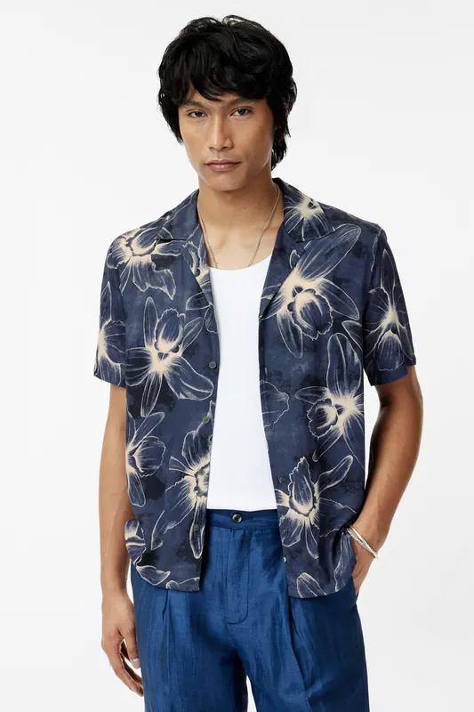 John Varvatos Dan Camp Collar Shirt Lake Blue Maat: XL | Casual Overhemden Outlet | Heren | Blauw